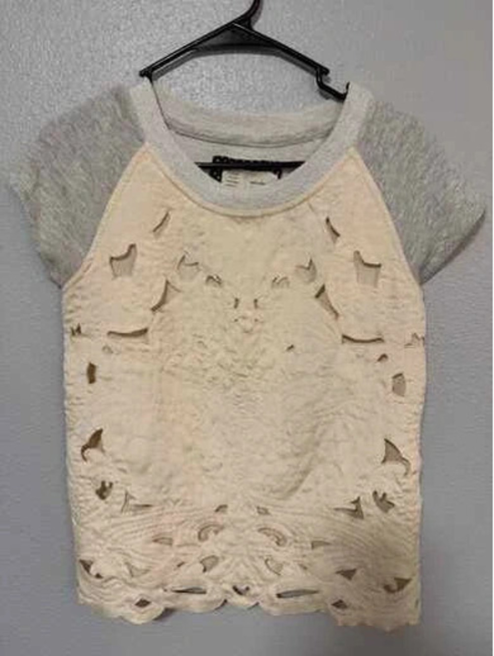 #6126 Saturday Sunday Lace Front Raglan Top Size XS